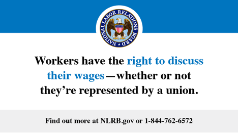 "Workers have the right to discuss their wages" social media graphic